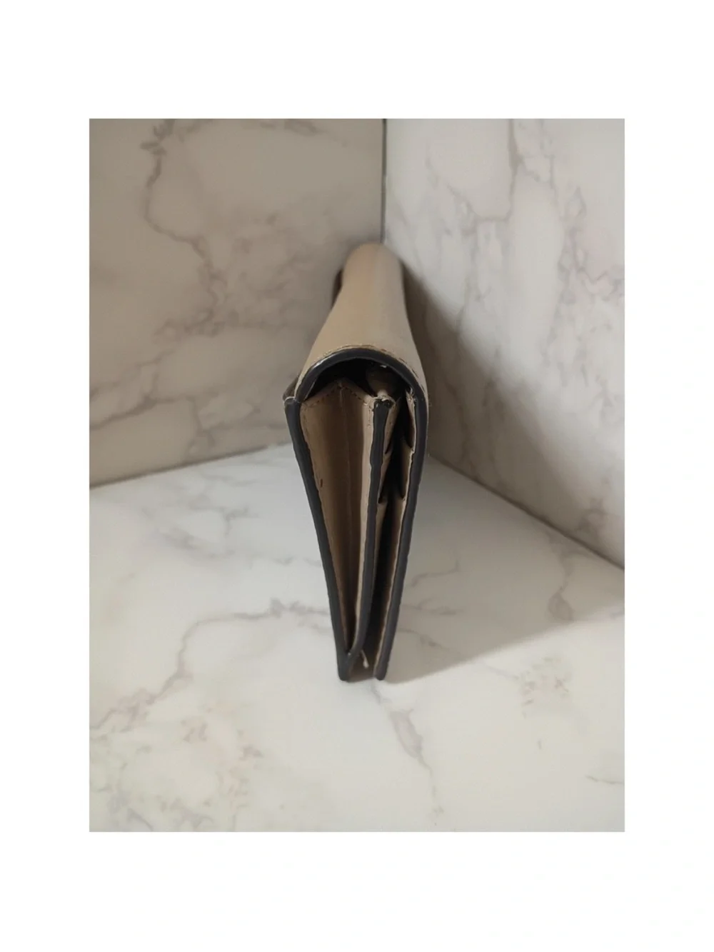 Michael Kors Taupe Pebbled Leather Wallet with Gold MK Emblem